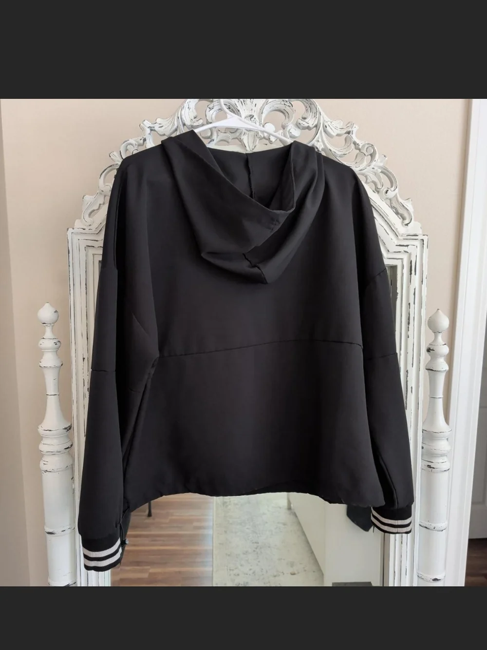 Black Quarter Zip Hooded Lightweight Jacket - Womens Size L
